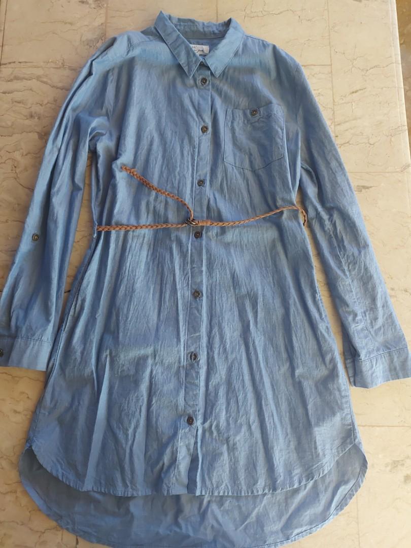 H&m denim shirt dress deals