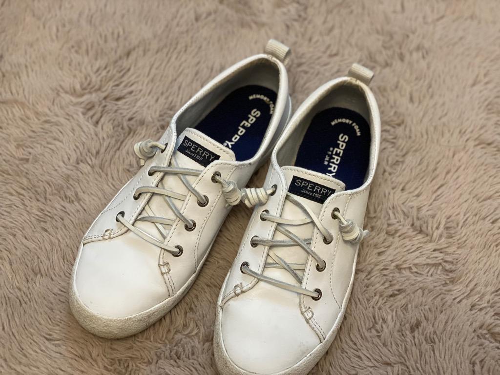sperry white slip ons