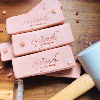 Pink Himalayan Sea Salt Bar, scented with lavender & geranium essential oils, with French rose clay.