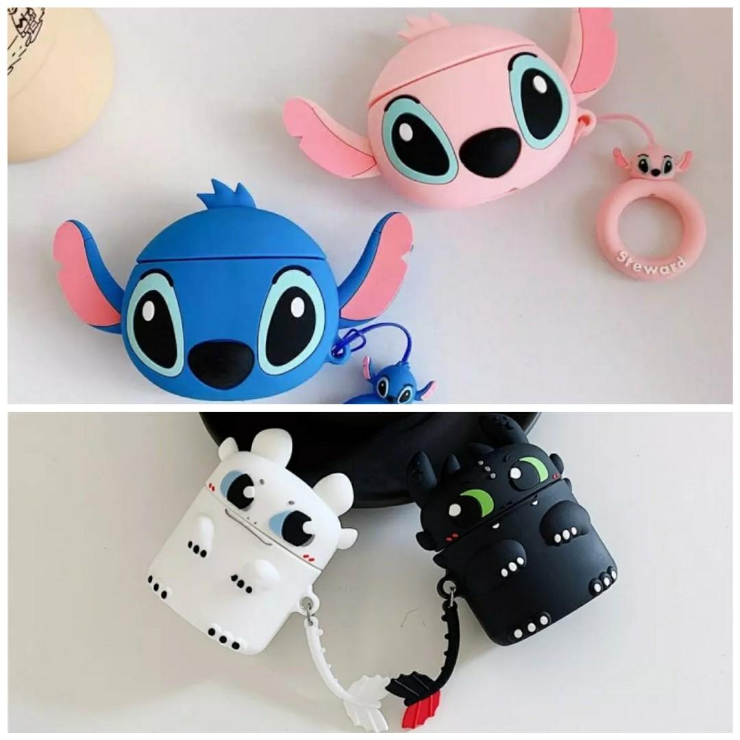 PO Apple AirPods 1 2 AirPods Pro cute stitch and dragon toothless silicone soft cover case and sleeve