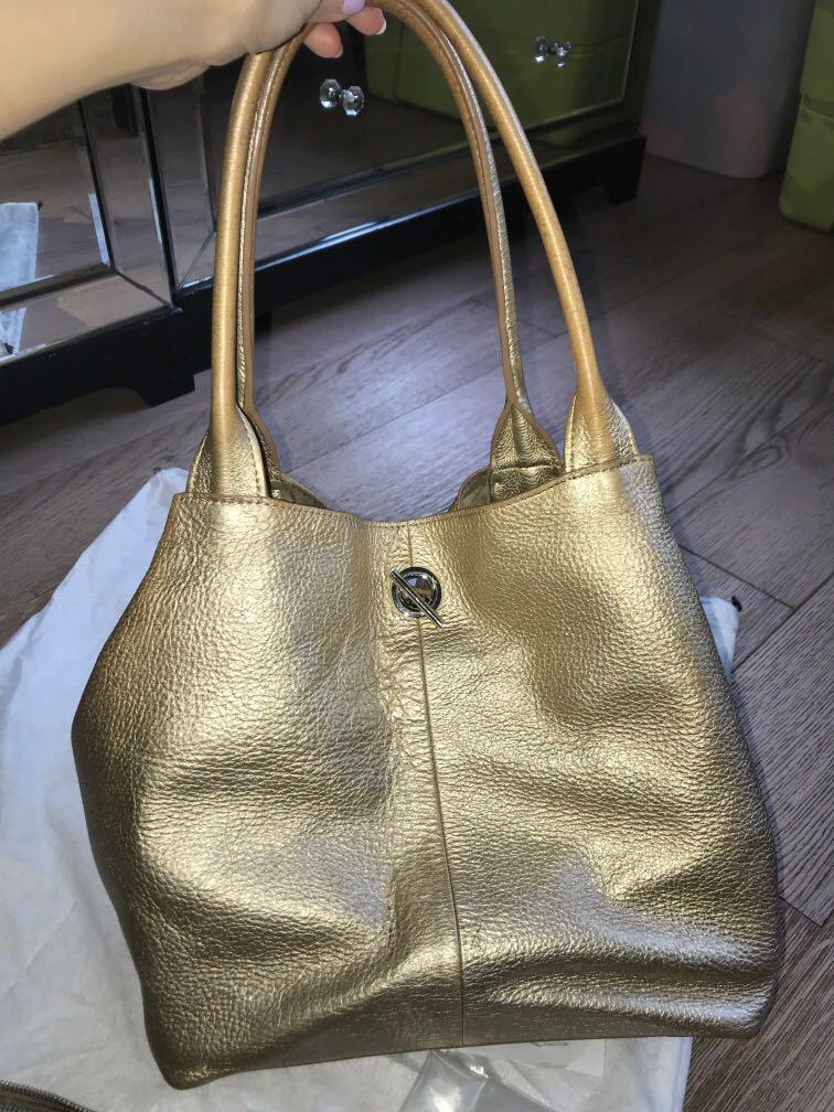 Gold leather pouch shop