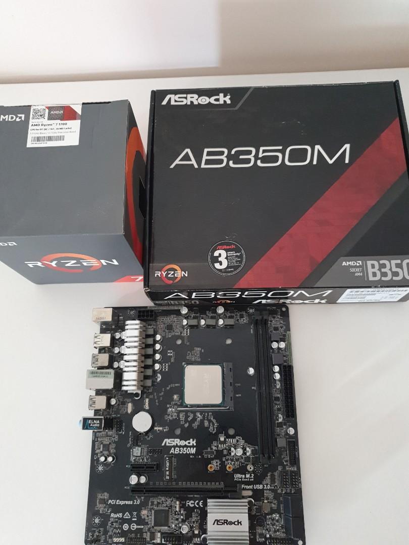 Amd Ryzen 1700 W Asrock Ab350m Motherboard Set Computers And Tech Parts