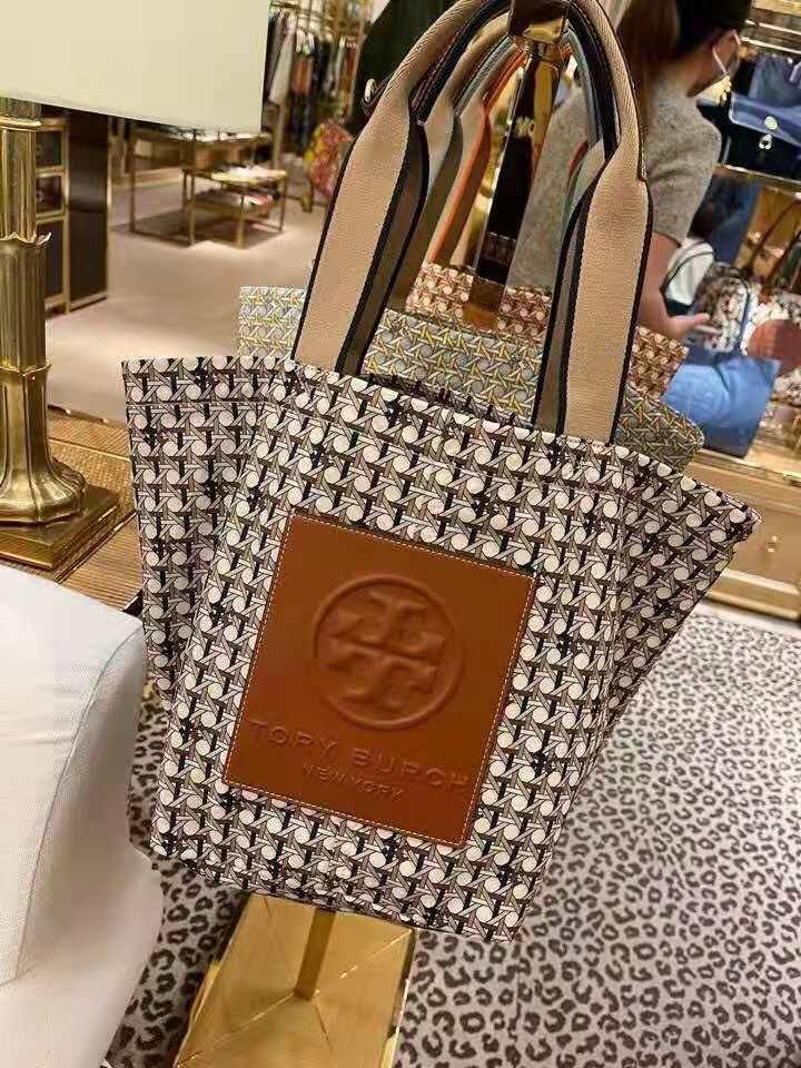 Tory Burch Basket Weave Printed Small Tote, Luxury, Bags & Wallets on  Carousell