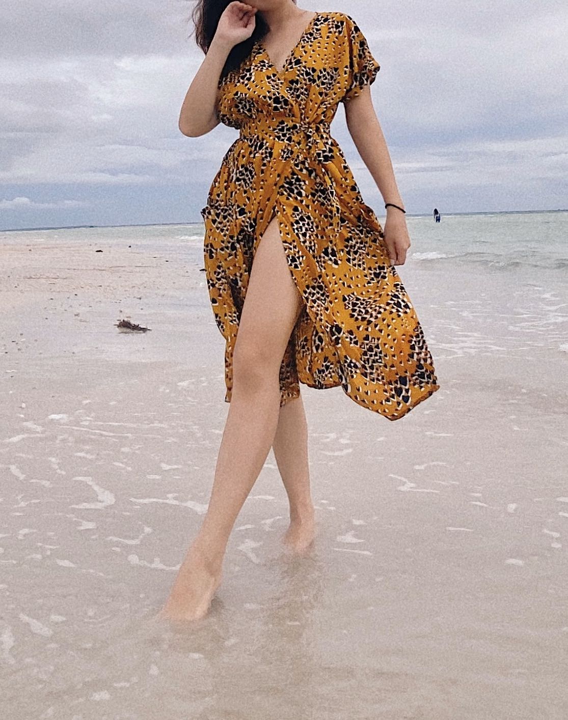 yellow dress beach
