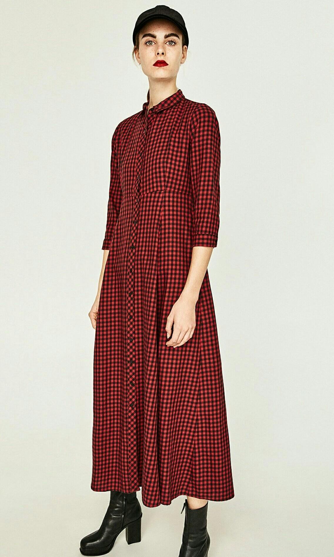 Checked shirt hotsell dress zara