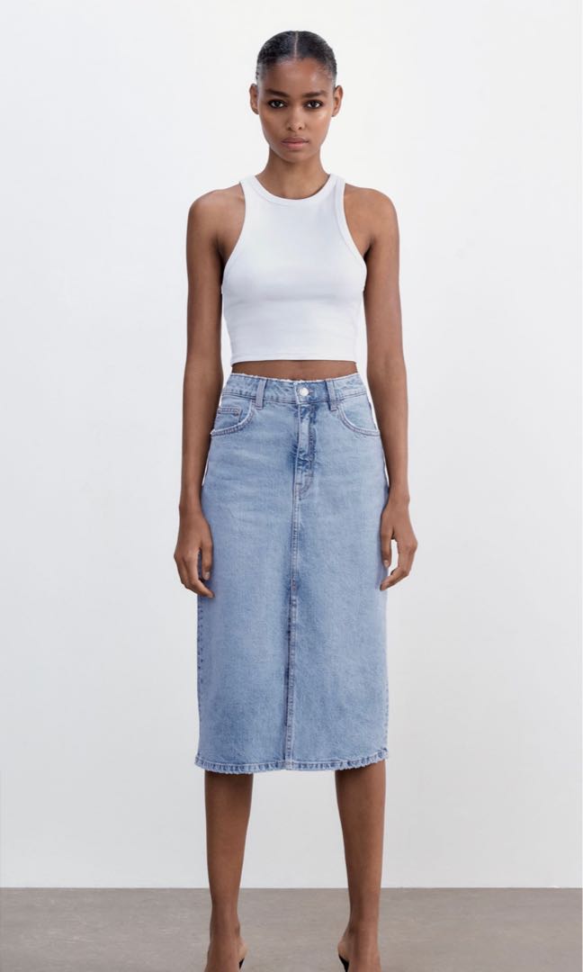 Zara Denim Midi Skirt