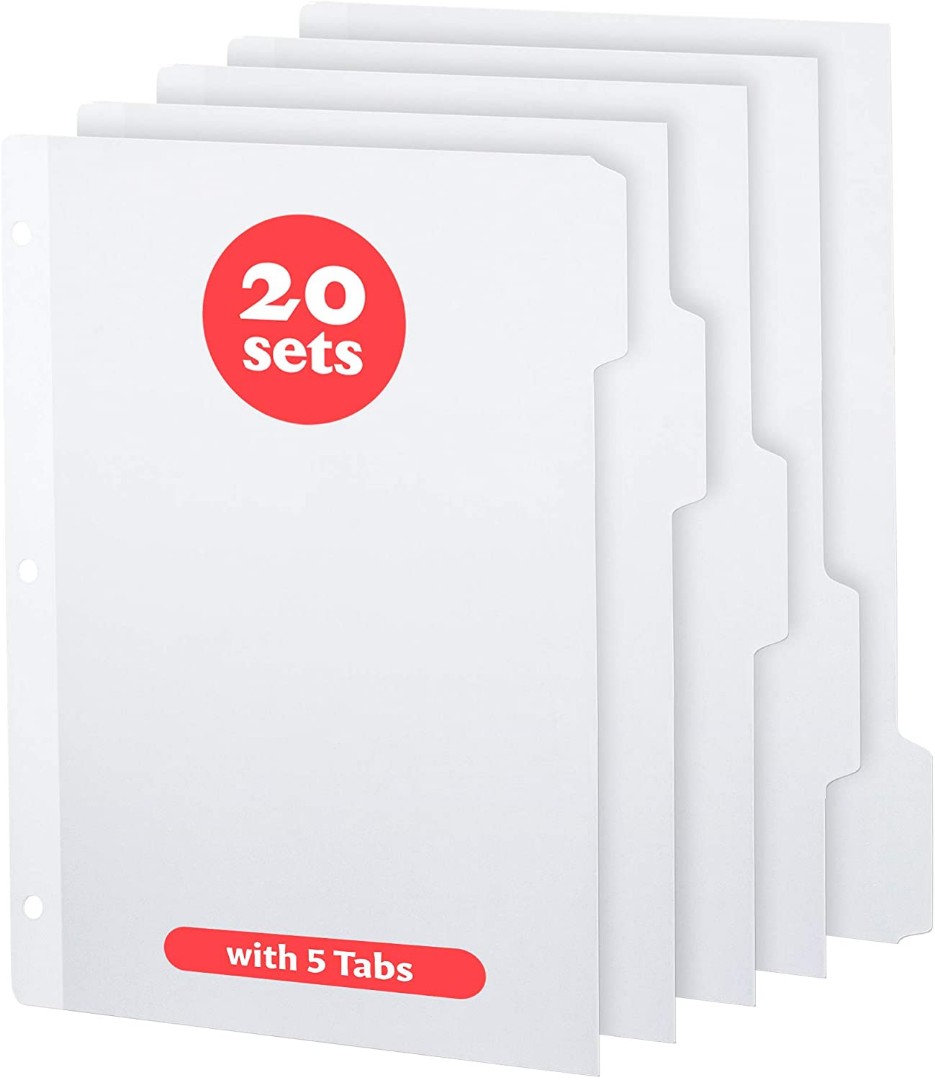 3 Ring Binder Dividers Bulk Dividers with Tabs Binder Separators