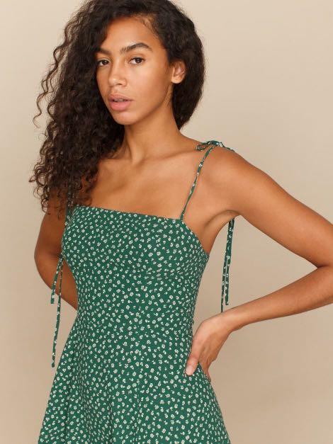 Reformation green polka dot dress top