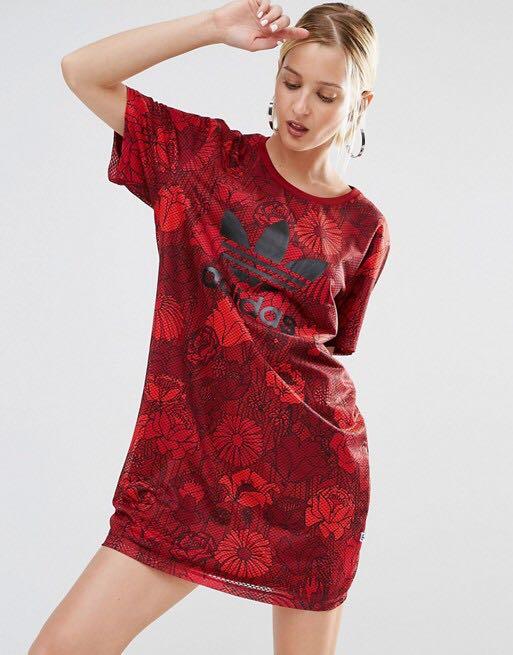 Adidas red floral dress sale