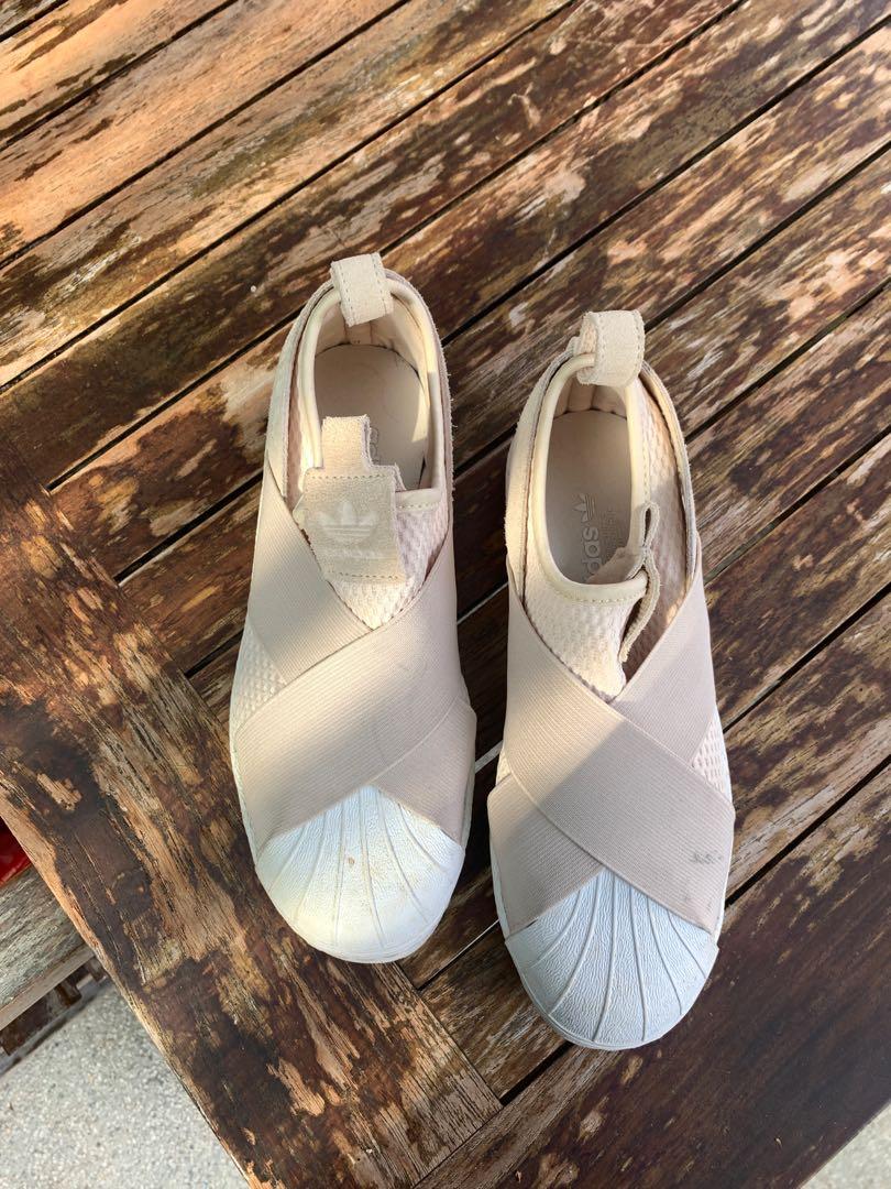 adidas superstar slip on linen