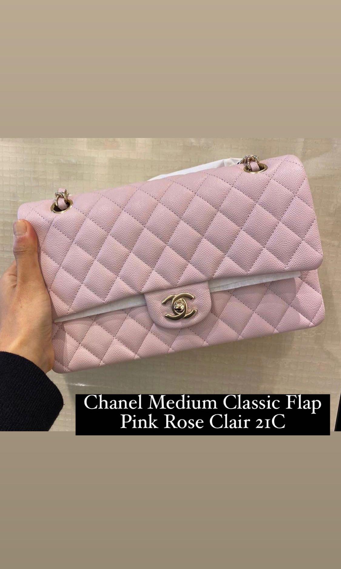 Chanel M/L Medium Double Flap Bag Lilac Rose Clair Caviar Gold