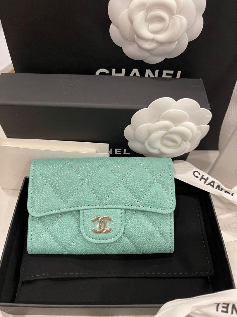 BNIB Chanel 21S Tiffany Blue/Mint LGHW Classic Cardholder, Luxury, Bags