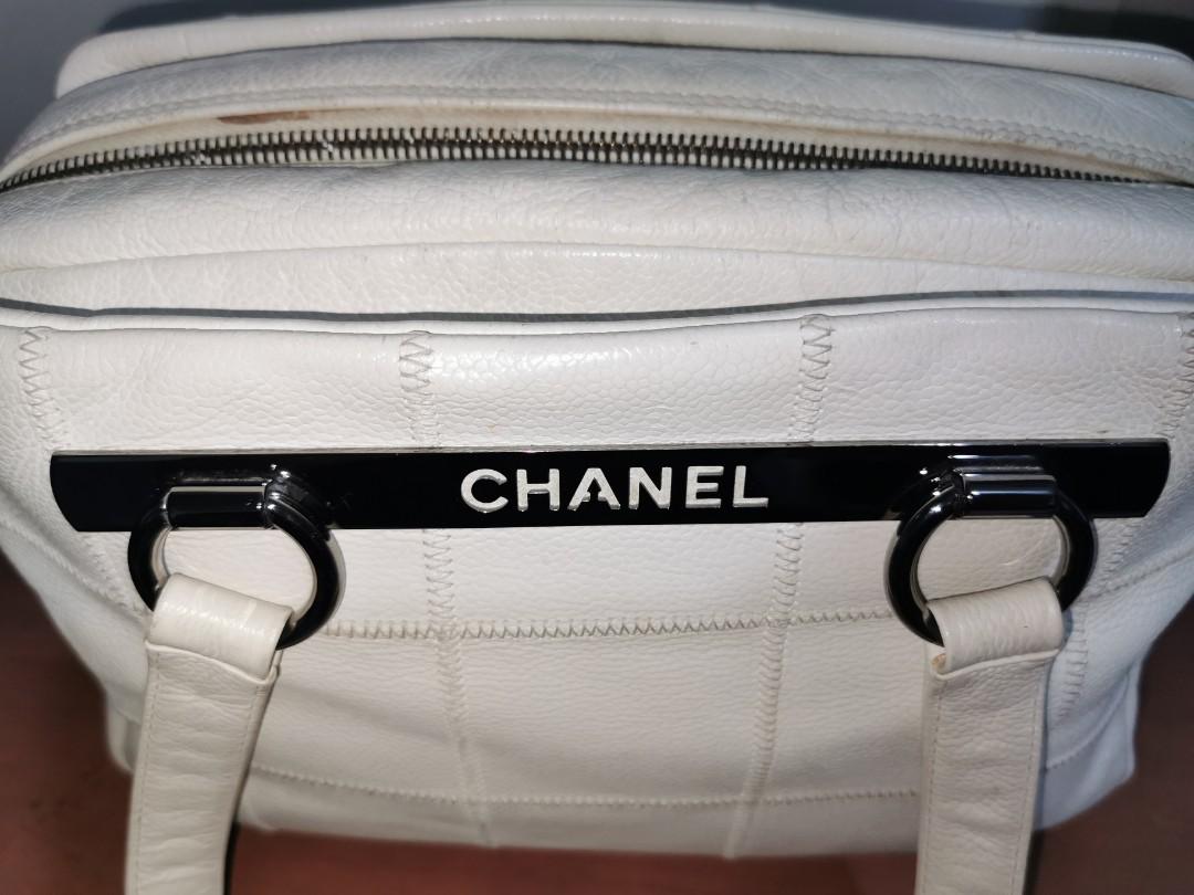 CHANEL Square Stitch bowler bag quilted caviar white, Luxury, Bags &  Wallets on Carousell