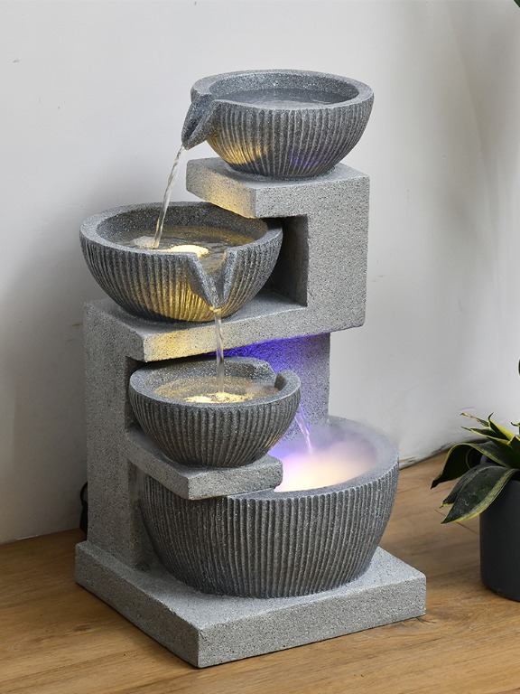 Floor standing water fountain water features Led lights fengshui