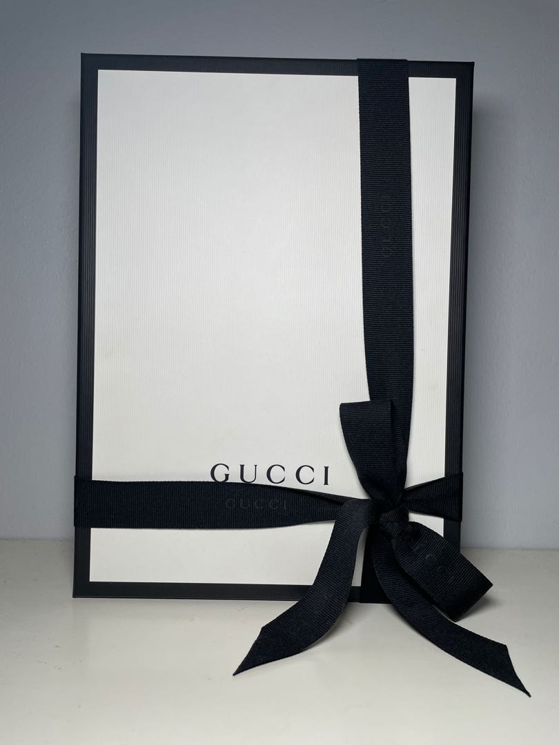 Gucci Black|White Box 10X10X2, Original Tissue Paper & Ribbon