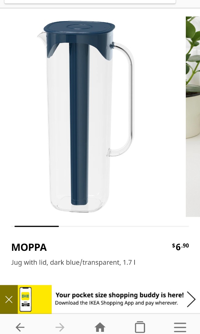 MOPPA Pitcher with lid, dark blue, transparent - IKEA