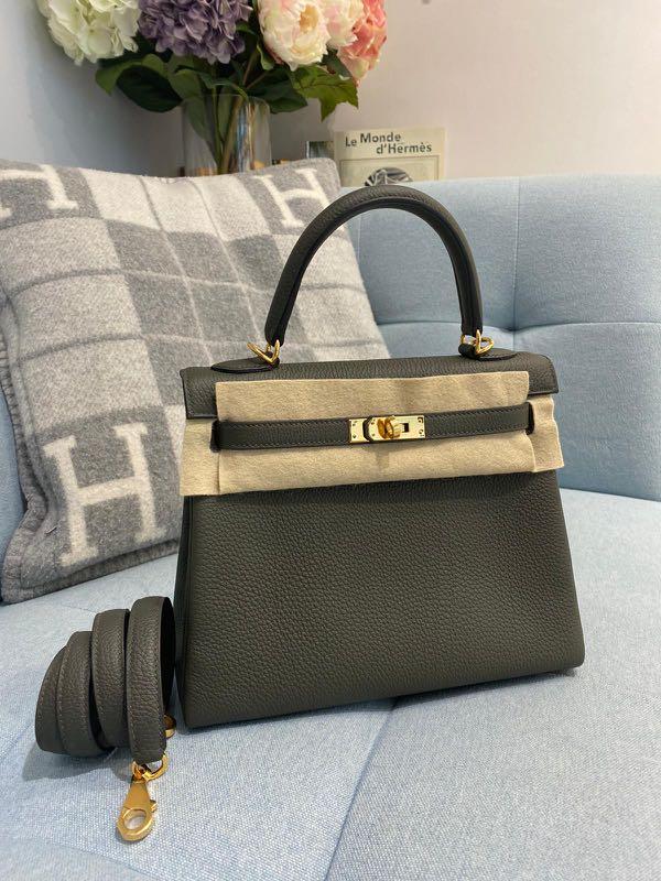 Hermes Kelly 25 Sellier Epsom C6 Vert De Gris GHW Stamp Y