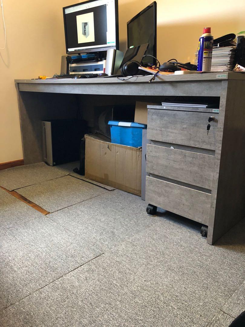 Large Study Table and Pedestal, Furniture & Home Living, Furniture ...