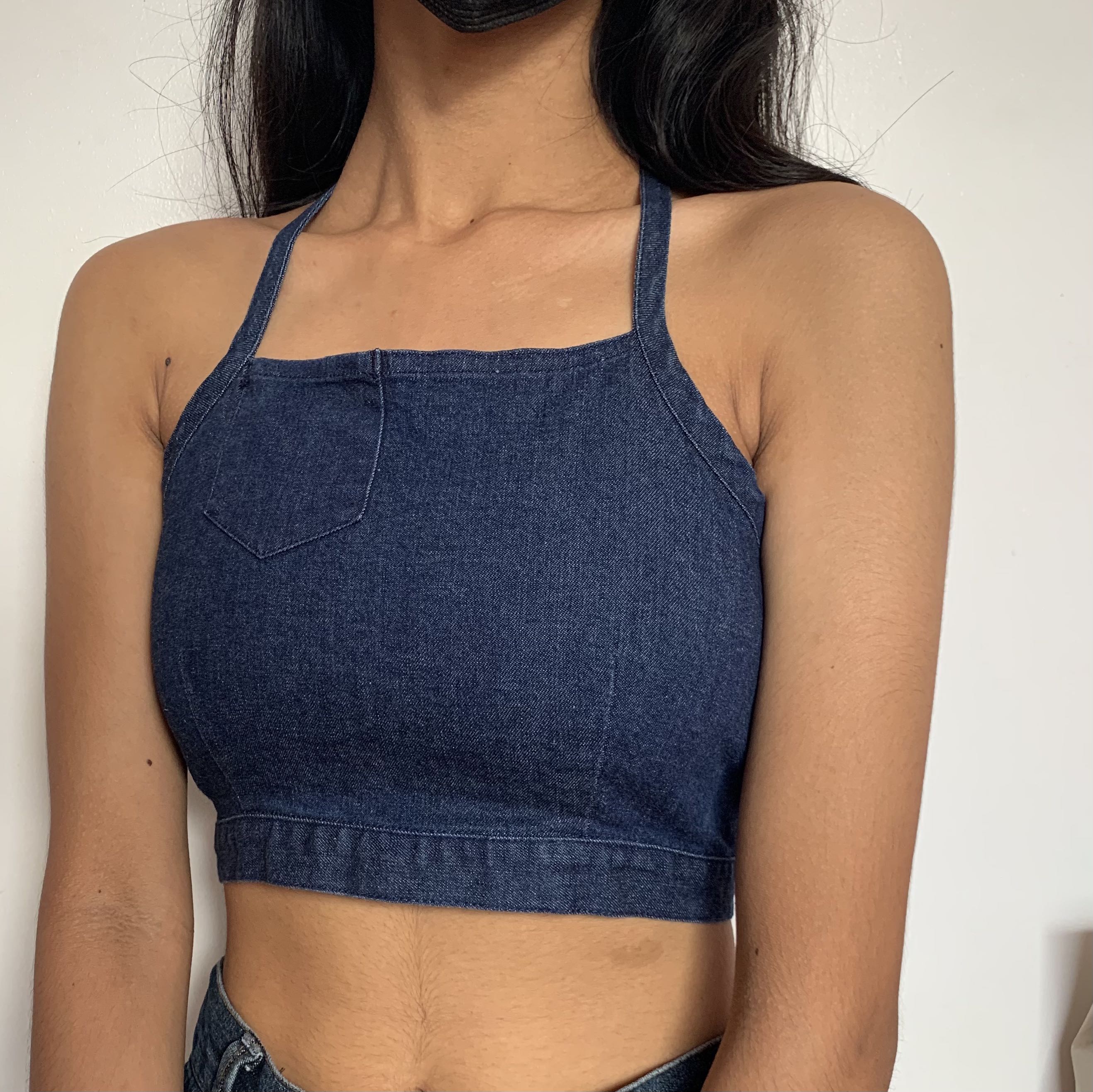 levi's denim halter crop top, Women's Fashion, Tops, Others Tops on  Carousell