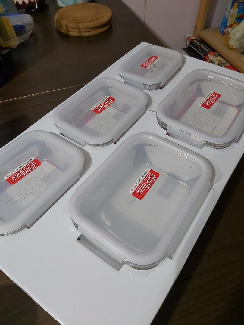 Lock&Lock 10 pc oven borosilicate glass set, Furniture & Home Living, Kitchenware & Tableware