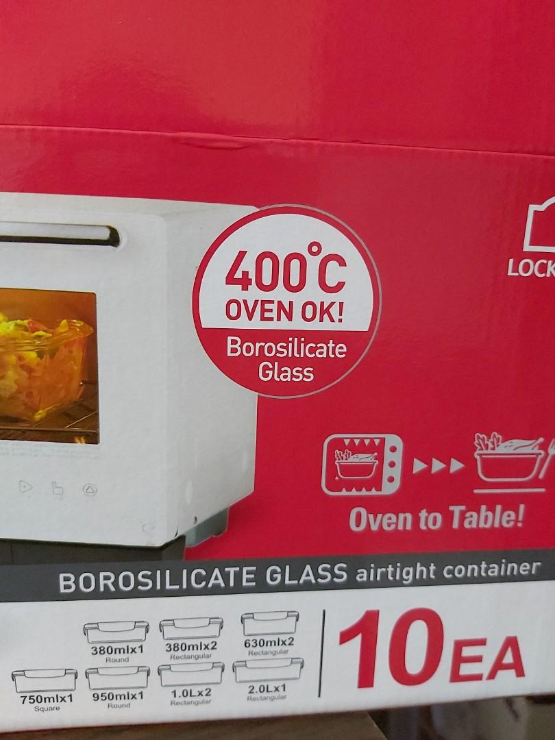 Lock&Lock 10 pc oven borosilicate glass set, Furniture & Home Living, Kitchenware & Tableware