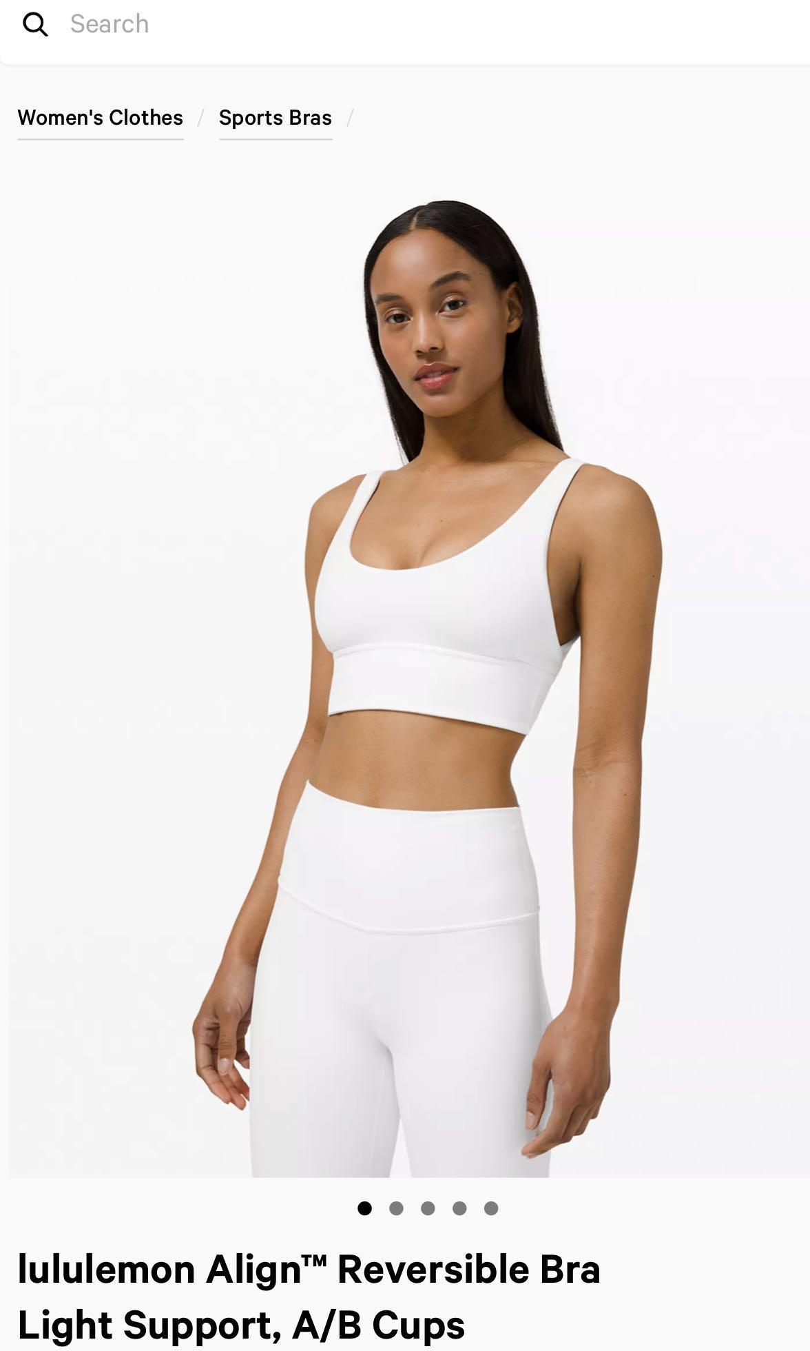 lululemon Align™ Reversible Bra Light Support, A/B Cups white/pink mist  size4 NWT, Women's Fashion, Tops, Sleeveless on Carousell
