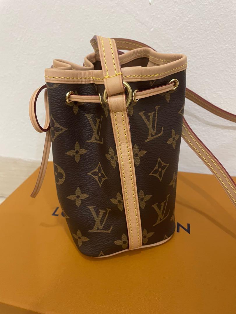 Louis Vuitton LV Women Nano Bucket Gold Coated Canvas Cowhide Leather -  LULUX