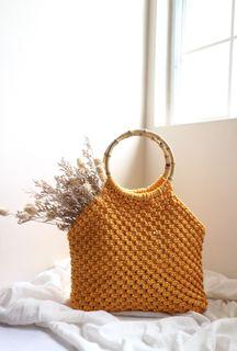 Macrame Beach Bag - Saffron Yellow