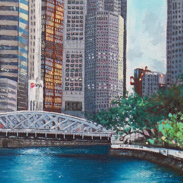 Original Oil Painting Singapore Downtown Art, Hobbies & Toys