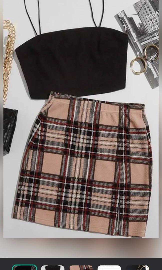 Checkered skirt and top set Clearance