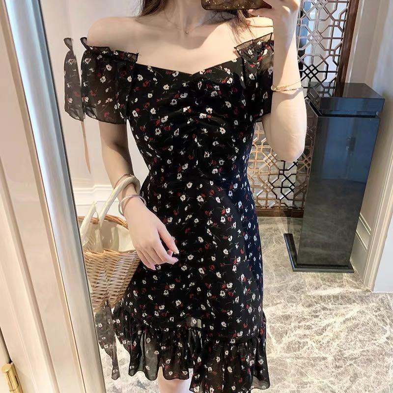 SWISS POLKA DOT RUCHED FLORAL OFF