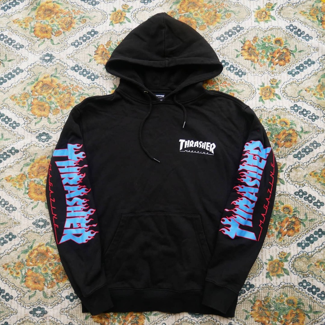 Thrasher flame sleeve hoodie store