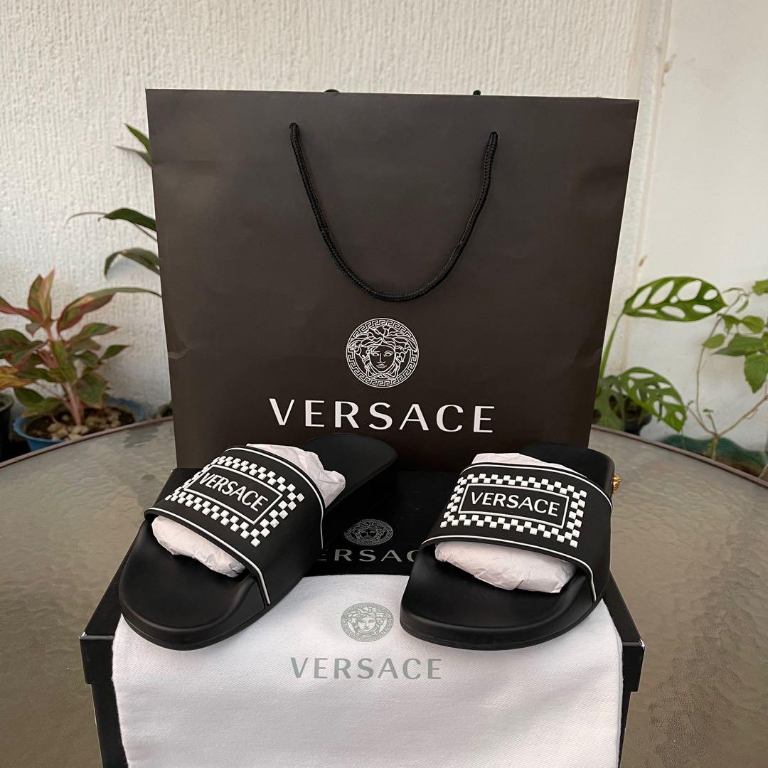 Versace hotsell slides silver