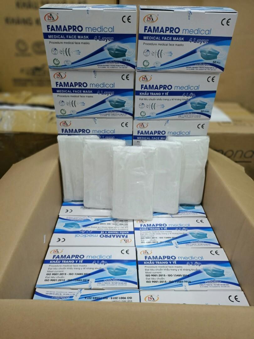 4 Ply Surgical Black Blue white Mask Famapro, Vietnam, Health
