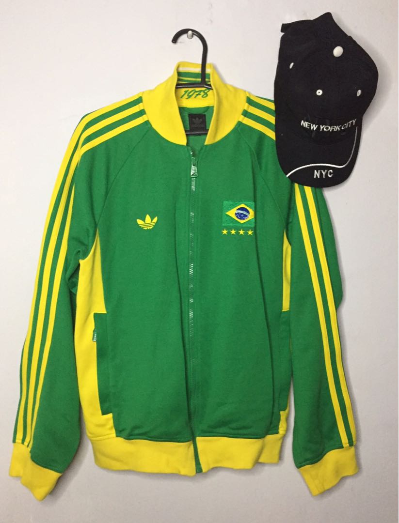 RARE NWT Adidas Brasil Track Jacket Green Yllw 1978 World Cup