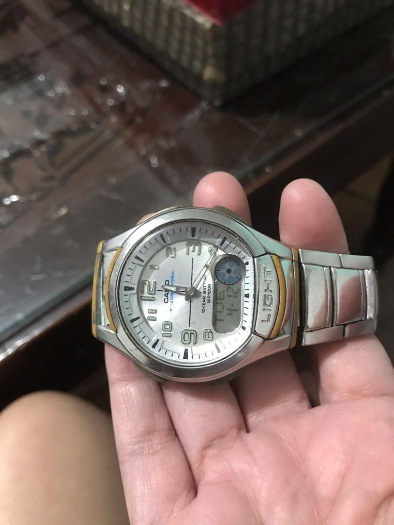 Authentic Casio World Time Illuminator Mens Watch (Category: Men's Watches) located in Manila. Submitted by roseluxuryitems (Listing ID 1081375511, Image 1). Description: Authentic Casio World Time Illuminator Mens Watch Good working condition Quartz Stainless steel 3 alarm japan made .