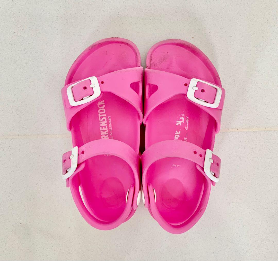 Birkenstock Rio Kids Eva in neon pink sandals for girls size 25