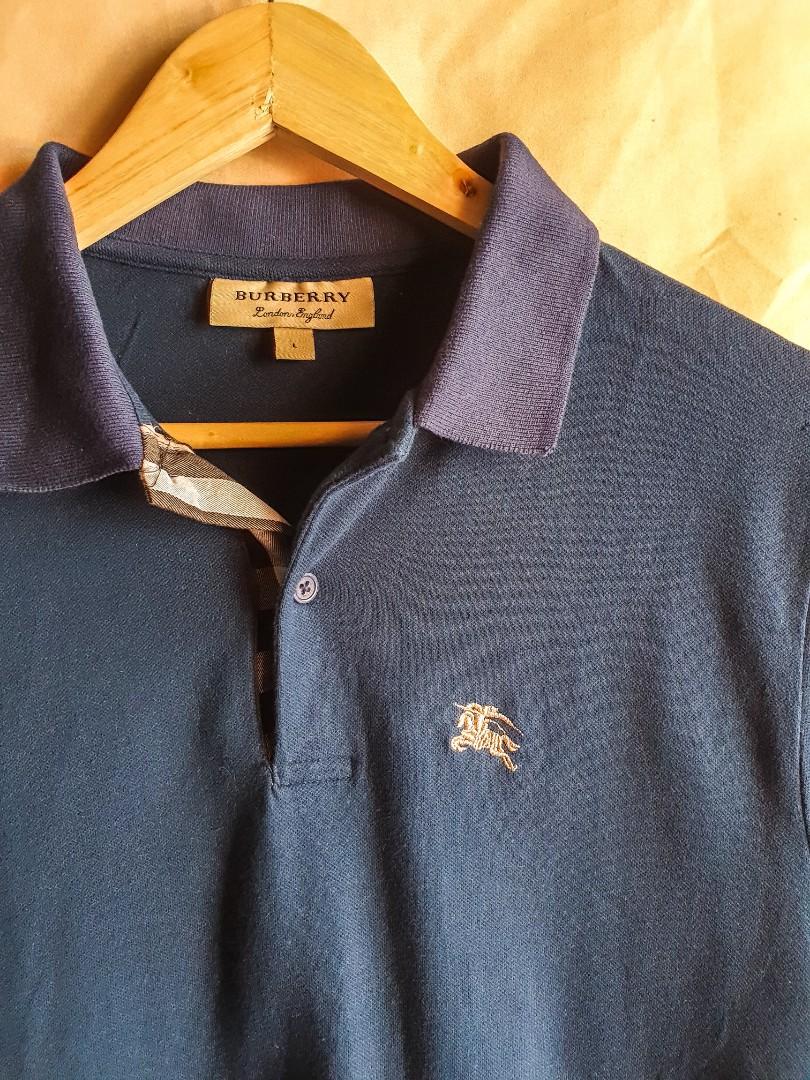 Burberry Navy Blue Polo Shirt, Men's Fashion, Tops & Sets, Tshirts & Polo  Shirts on Carousell
