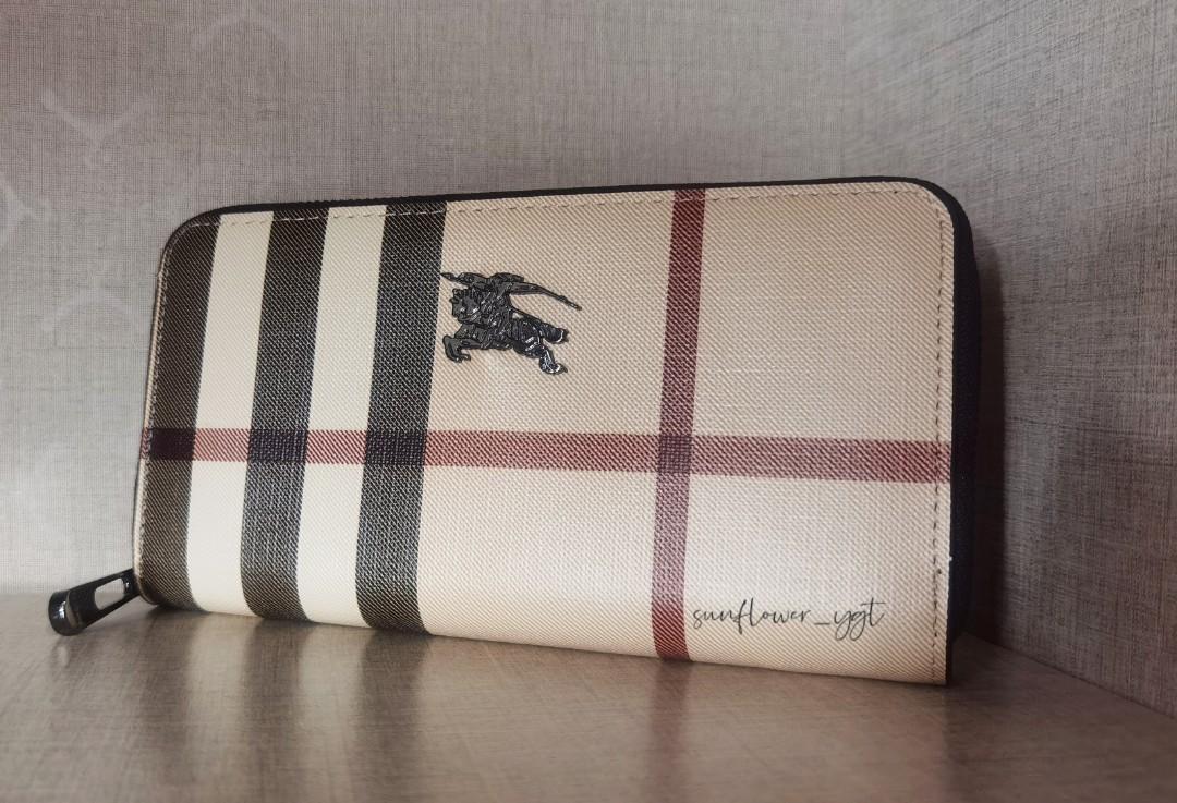 Burberry vintage check sales zip around wallet