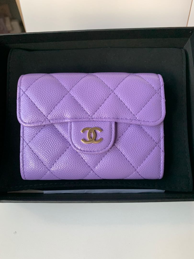 Chanel Purple Caviar XL Cardholder, Luxury, Bags & Wallets on Carousell