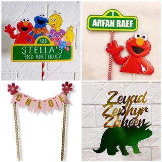 ✔️Customized cake topper Sesame Street | Elmo | Dino 