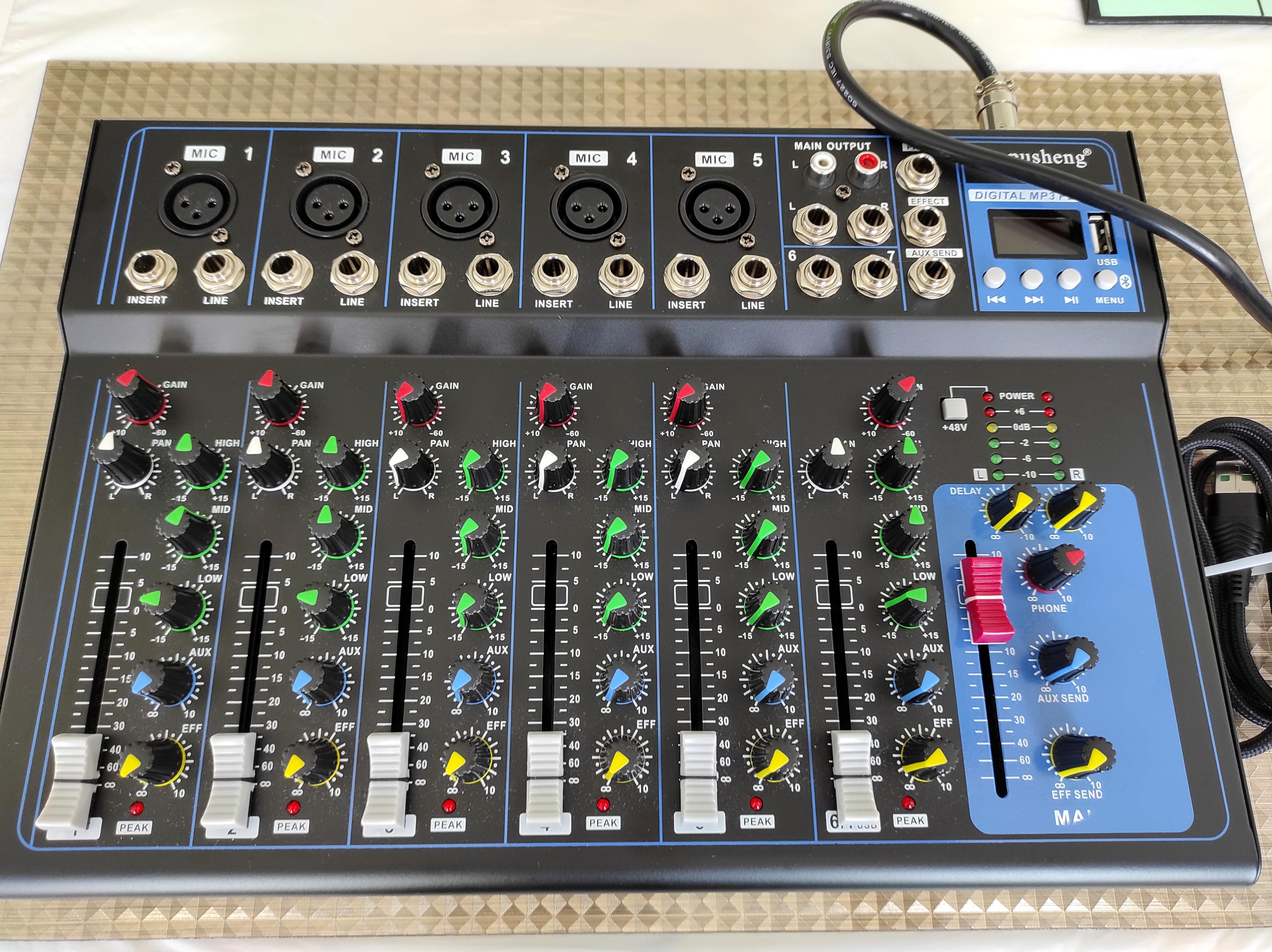 New Depusheng HT7 7 Channel USB Audio Mixer, sound, DJ, zoom, music