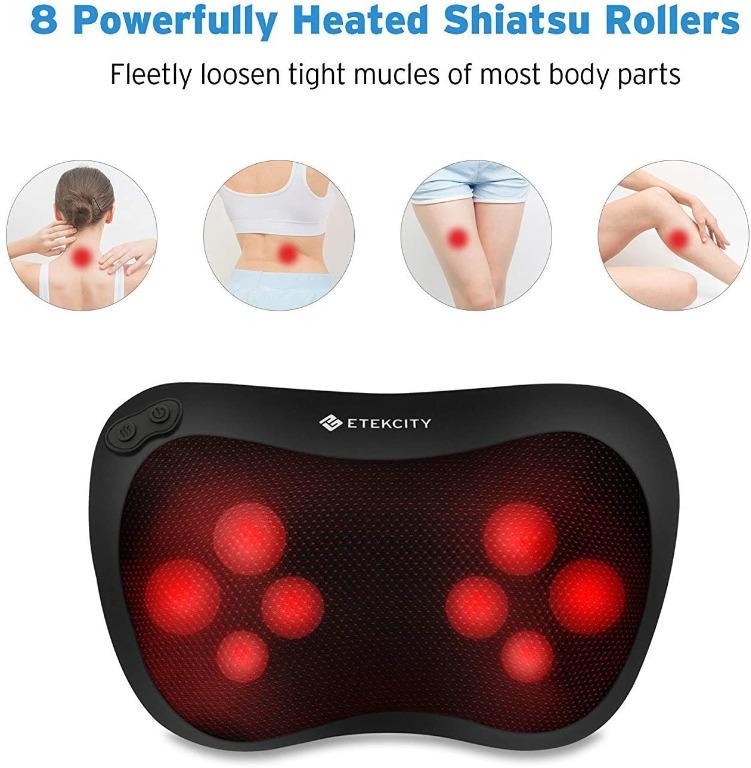 Etekcity 4D Neck Back Massage Pillow Shiatsu Massager Cushion with 8 Rollers and Heat Function Two Speed Massaging Deep Kneading Health Nutrition Massage Devices on Carousell
