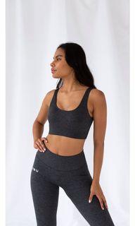 Graphite Grey Ribbed Seamless Sports Crop