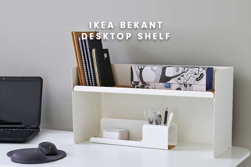 Steel Desktop Shelf Organiser White IKEA Bekant Furniture