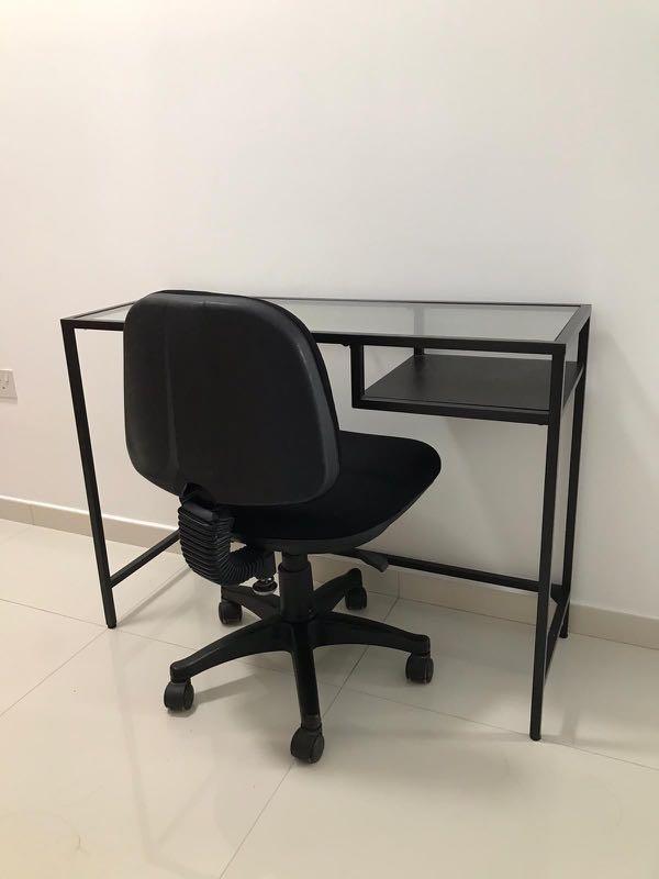 IKEA glass top table with chair, Furniture & Home Living, Furniture