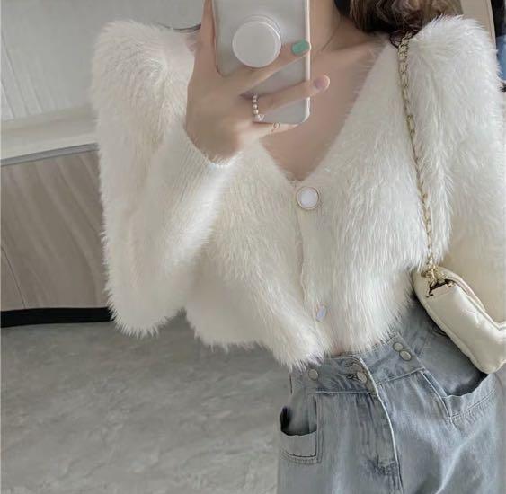 Girls fur cardigan store