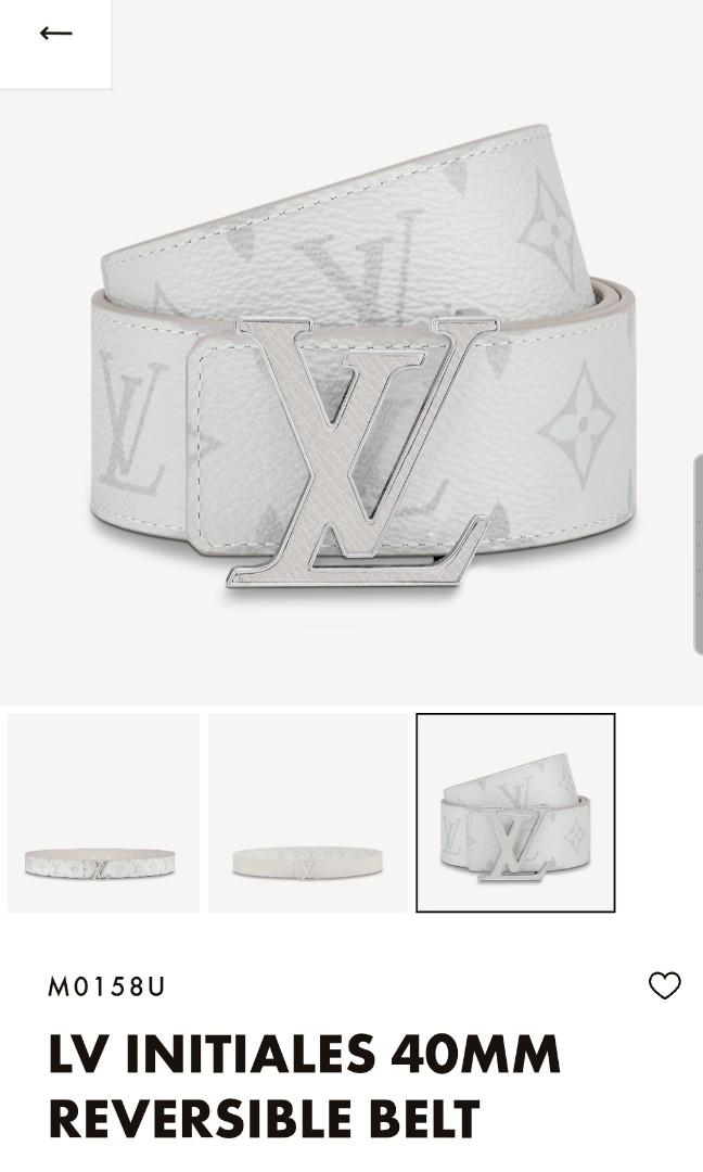 Louis Vuitton LV Initiales 40mm Reversible Belt M0158 White 100cm Rare