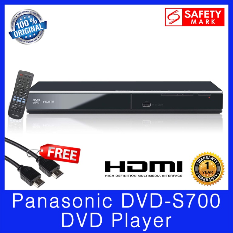 Panasonic DVDS700 HDMI DVD Player. **FREE HDMI Cable**. 1080p UpConversion. CD Ripping. USB