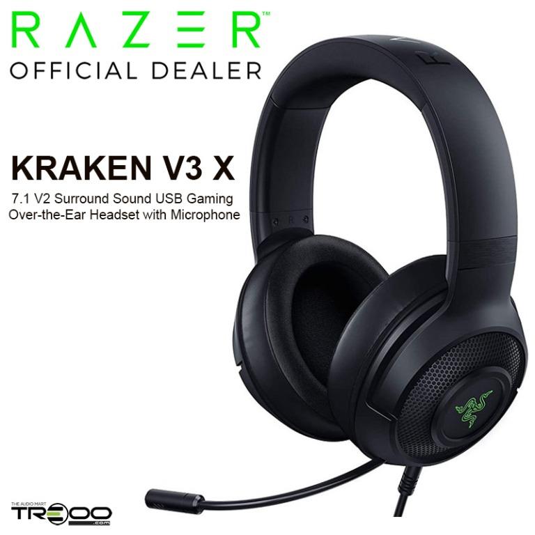 Razer Kraken V3 X 7 1 V2 Surround Sound Usb Gaming Over The Ear Headset With Microphone Audio Headphones Headsets On Carousell